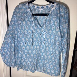 Women's Southern Tide Kinsey Garden Variety Top Blue White 100% Cotton size L